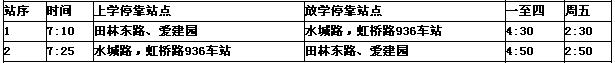 [上海]上海市徐匯區愛菊小學2012學年校車線路表