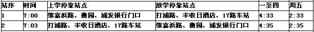 [上海]上海市徐匯區愛菊小學2012學年校車線路表